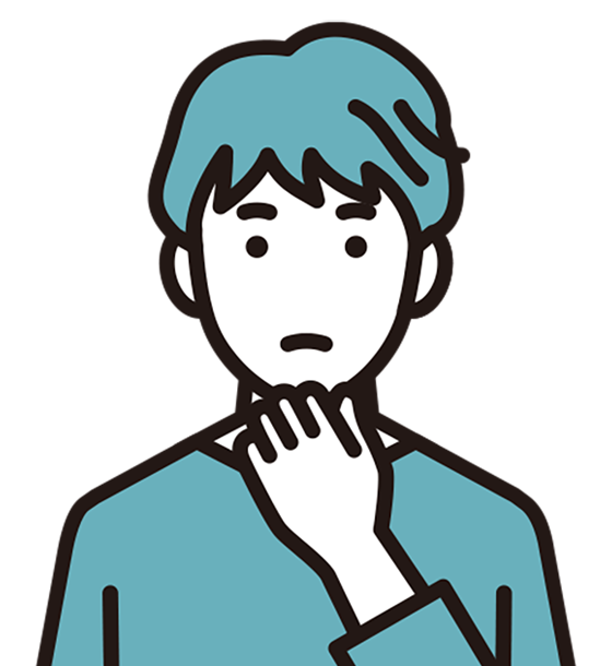 顔に手を当て悩む男性のイラスト
